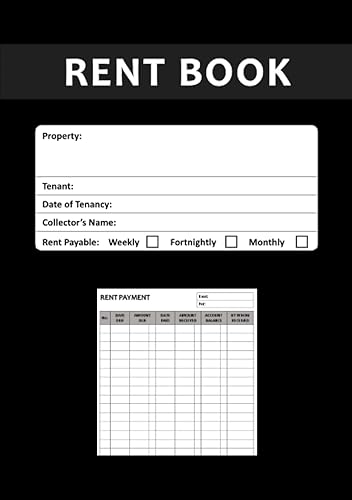 Rent Book: Rent Book for Tenants, Landlords, Lodger, and Agents / Rent Receipt Book, A5, 24 Pages | Perfect for Tracking Weekly, Fortnightly or Monthly Rent Payments - Black