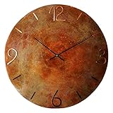 InTheTime 20-inch Copper Wall Clock Round Large Silent Non-Ticking Unique Handmade - 7th Wedding Ann