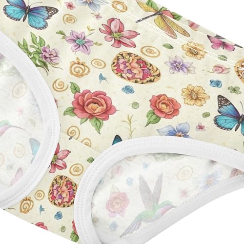 Girls Underwear Toddler 2t Cotton Girl Panties Cute Artistic Briefs Girls Undies Vintage Flowers Birds Butterflies4