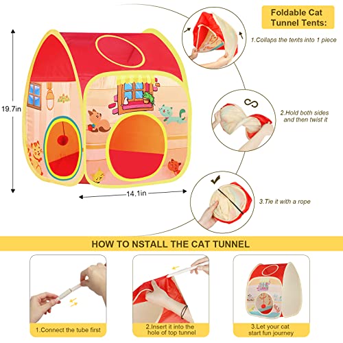 Cat Toys Kitten Toys,Interactive Cat Toys Set With Collapsible Cat Tunnels Tent For Indoor Cats,Retractable Cat Wand Toys Catnip Toys Cat Feather Teaser Fluffy Mouse Crinkle Balls For Cat,Kitty #TOP1