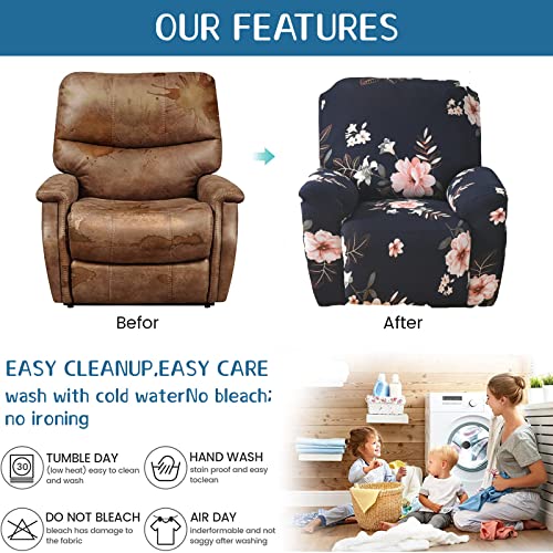Image of Eco-Ancheng Recliner Slipcovers 4-Pieces Lazyboy Recliner Covers Recliner Couch Covers Recliner Chair Cover Non Slip Reclining Slipcovers with Storage Pockets Furniture Protector for Living Room