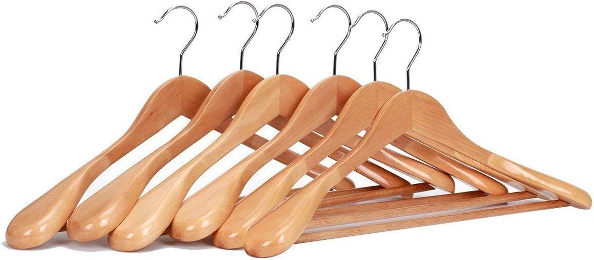 UK Enterprise Multi Functional Solid Wooden Suit Hangers, Coat Hangers,Suit Hanger,Jacket Hanger,Dress Hanger,Trouser Hanger,Pants Hanger,Blazer Hanger Beige Finish (1) (Beige)