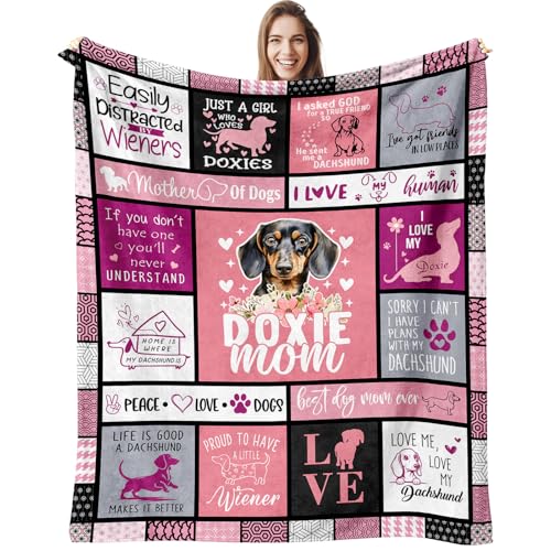 SENHIJI Dog Mom Gifts for Women Throw Blanket 60"X50" (60"X50", Dachshund)