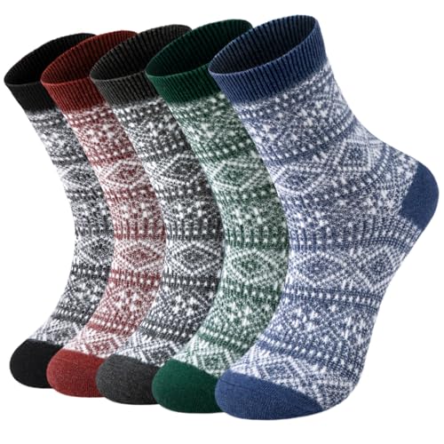 Premillow Wool Socks for Women - Winter Warm Vintage Thermal Boot Hiking Socks