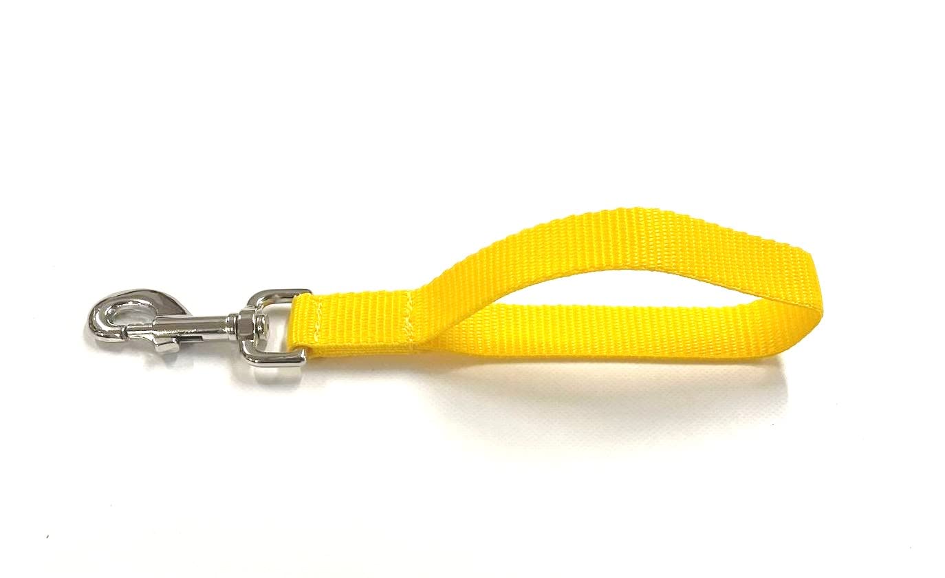 Short Close Control Dog Training Lead Traffic Walking Leash 25mm Polypropylene Webbing (Yellow, 10 Inches) โ image 1