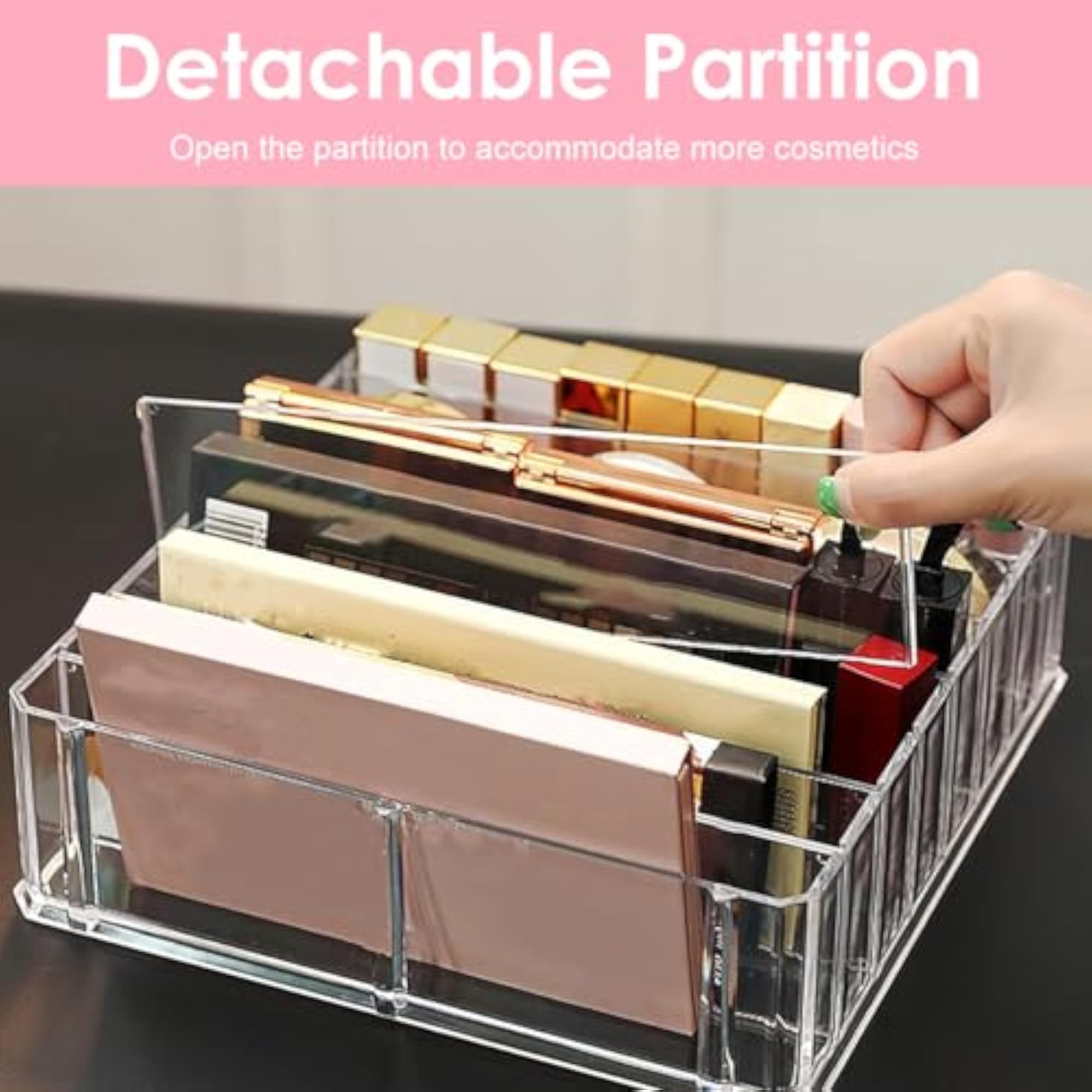 Acrylic Eyeshadow Palette Holder, 8 Sections Makeup Organizer