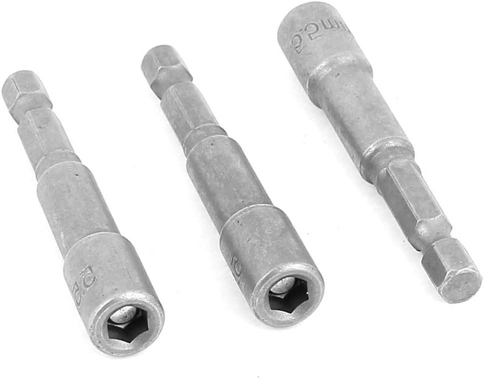 #US 3Pcs 65mm Length 5.5mm Hex Socket Driver Bit Metal Shank Magnetic Nut Setter