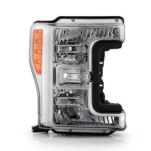 Passenger Side Chrome Housing OE-Style Right Hand Halogen Headlight Replacement For 2017-2019 Ford F-250 F-350 F-450 Super Duty Pickup Truck