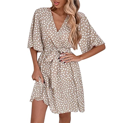 Robe d'été pour femme avec col en V et coupe portefeuille fluide