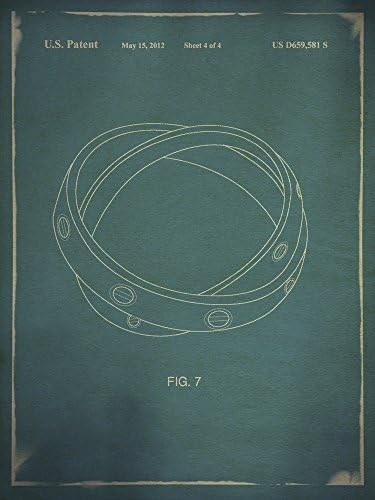 Cartier Love Ring Blue by GI ArtLab Wall Picture, Size 9 x 12 inches