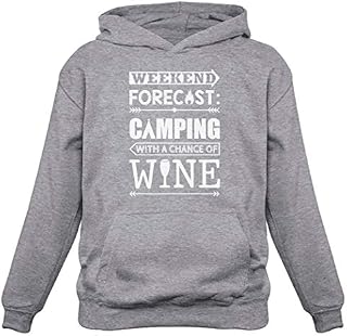 Tstars Weekend Forecast Camping with Wine Funny Camping Gift Women Hoodie Large Gray