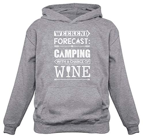 Tstars Weekend Forecast Camping with Wine Funny Camping Gift Women Hoodie Large Gray