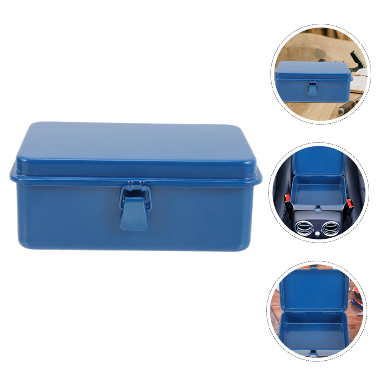 GALPADA Cassetta Affidabile Vintage Blu in Ferro e Attrezzi Stile Protezione Trasporto Facile, per Riparazioni su Strada e Cantiere