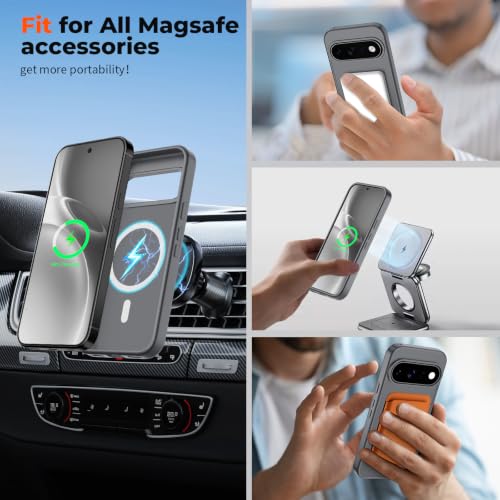 Image of SUPFINE Magnetic for Google Pixel 11 Case - Titanium Gray | With Screen Protector,Translucent Matte,Built-in Magnets,Military Grade Drop Protection,Shockproof Phone Cover