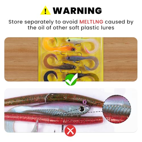 Image of TRUSCEND Duramax TPE Soft Fishing Lures with BKK Hooks, Easy Catch Curly & T-Tail for Trembly Sinking & Vibrating Swim, UV or Glow Effect for All Conditions, Pre-rigged Swimbait for Bass Trout Crappie