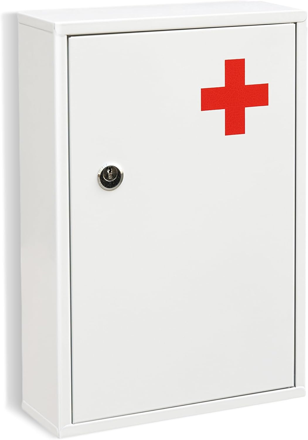 Wall Mount Locking Medicine Cabinet Organizer, Medicine Lock Box with Key, First Aid Box Empty Wall Cabinet, Secure Steel Medication Box
