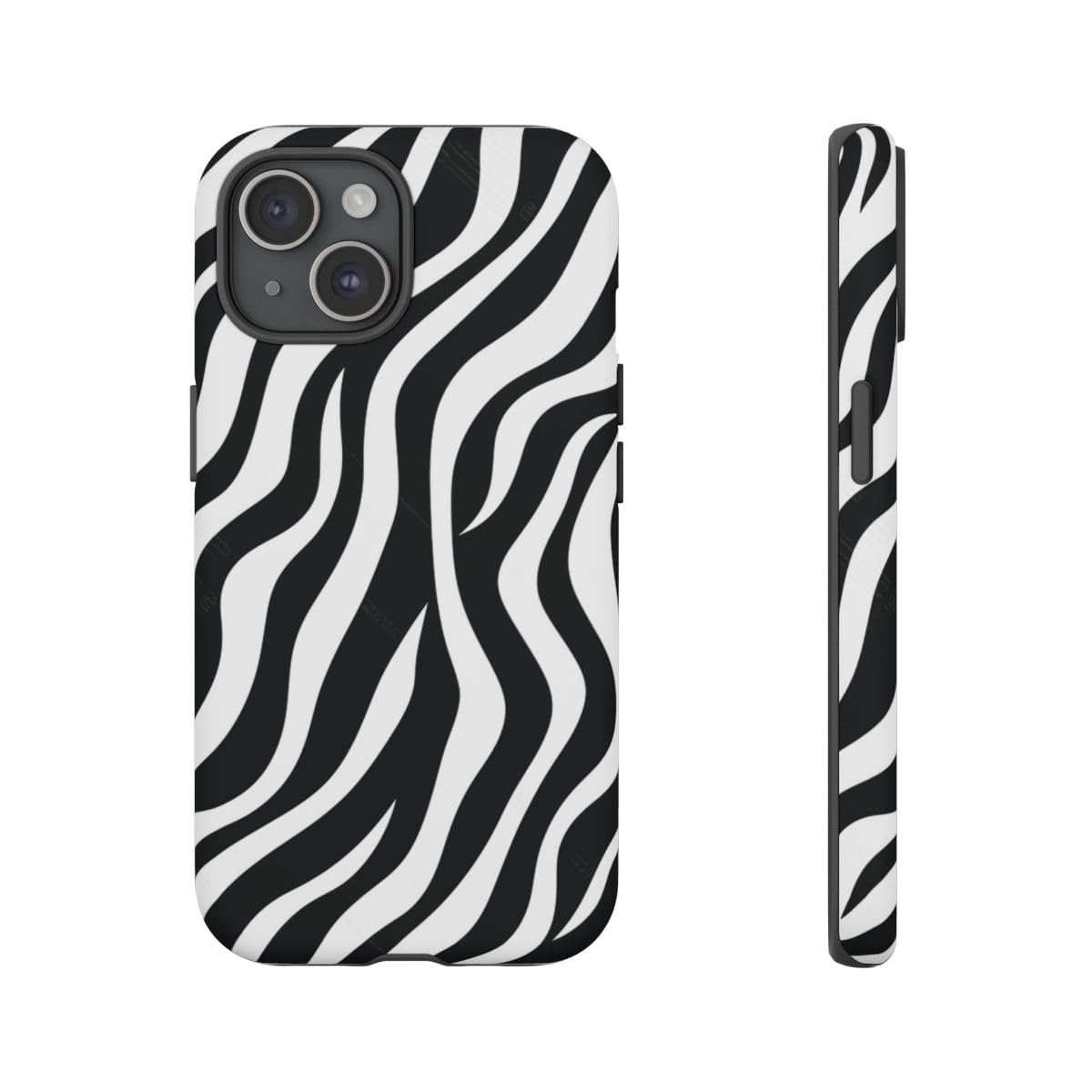 Coque rigide mate pour iPhone 15 anti-trace motif zébré évite rayures