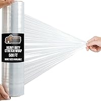 Vista 14 de GORILLA GRIP Film extensible 500% de plástico resistente, paquete de 2 rollos de envoltura retráctil de 1200 pies de 17 pulgadas, resistente a
