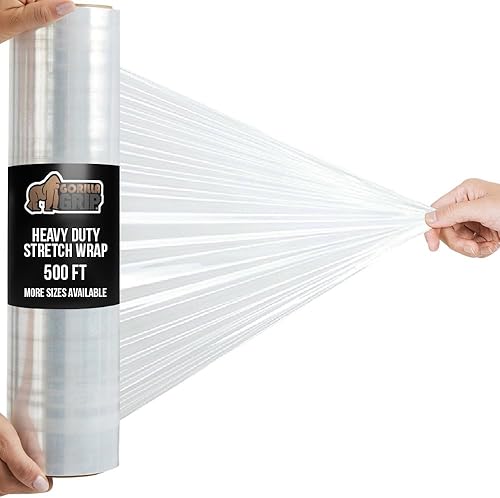 Miniatura 14 de GORILLA GRIP Film extensible 500% de plástico resistente, paquete de 2 rollos de envoltura retráctil de 1200 pies de 17 pulgadas, resistente a