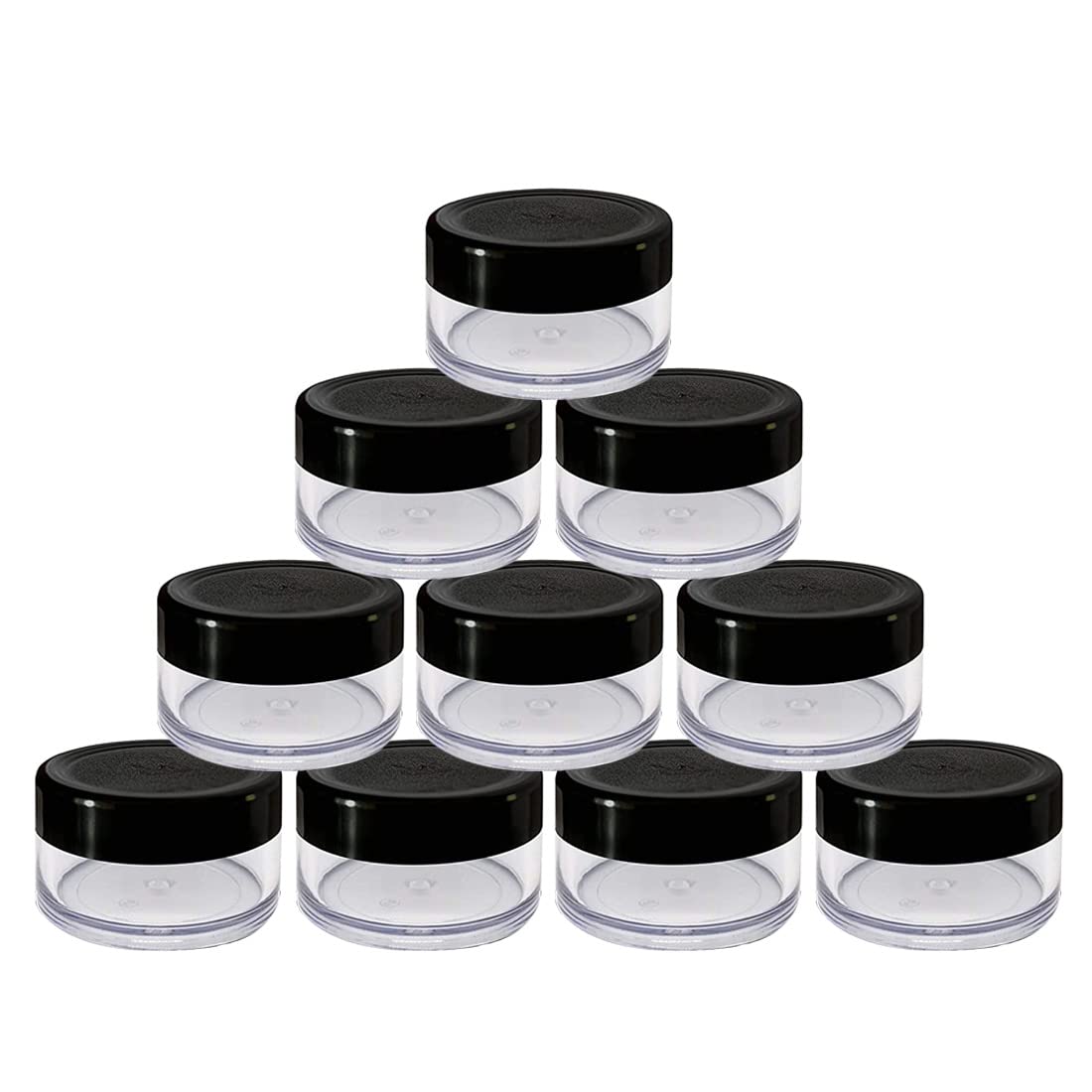 Imaashi ® 8 Gram Acrylic Refillable Cosmetic Empty Sample Jars/Containers Leak Proof Pot Jars with Black Lids for Lotion, Cream, Cosmetics, Sugar Scrub, Body Butters, Makeup & Beauty Products- (50)