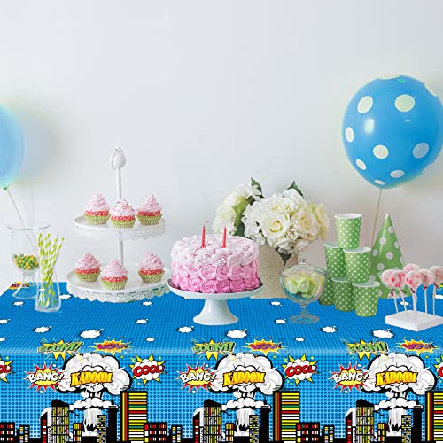 3 Pieces Hero Plastic Tablecloth Lace Hero Theme Party Plastic Table Covers Hero Super Theme Baby Shower Birthday Party Tea Party Decorations Supplies 54X108Inch #TOP6