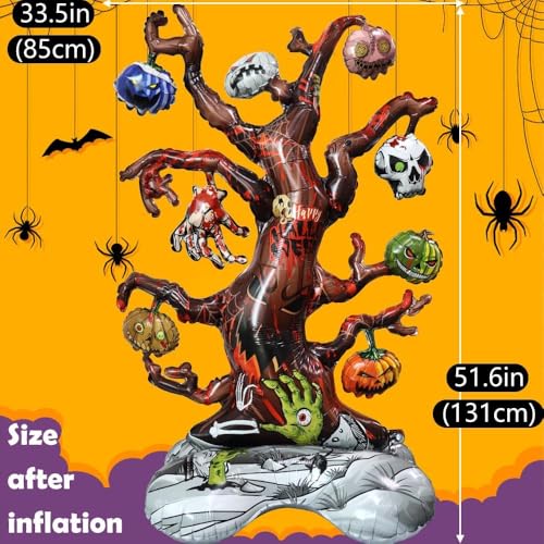 Image of Rozi Decoration Self Standing Halloween Tree Balloon | Skeleton Theme Foil Balloon for Haunted Happy Halloween Theme Decorations, 1 Piece