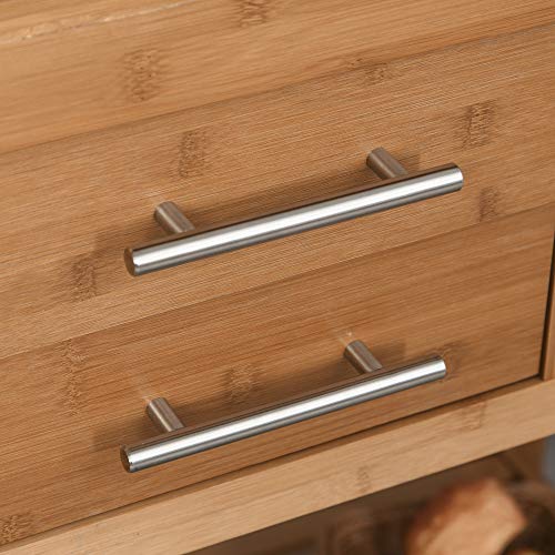 image for HOMCOM Bamboo Rolling Kitchen Island Trolley Utility Cart with Rolling