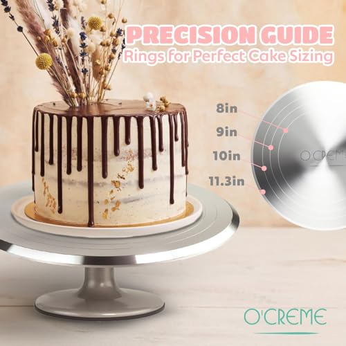 O’Creme Cake Turntable Stand, 12 inch – Heavy-Duty Aluminum Alloy Rotating Turn Table Display Lazy Susan for Decorating Cakes & Cupcakes with Non-Slip Base- Ideal for Weddings, Birthdays by O'CREME - Image 5