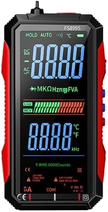 FS899S Digital Multimeter – True RMS 6000 Counts, USB-C Rechargeable, NCV, Voice Broadcast, Backlit 4.8" Display, for Electricians & Home DIY(FS899S)