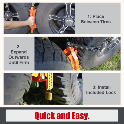 SECURITYMAN X Chocks Wheel Stabilizer for Travel Trailer & RV (Pair) - Heavy Duty Steel, Expands 3" - 10", Ratchet and Locks Included - Camper and RV Tire Stabilizer - Dual Axle Scissor Tire Chocks
