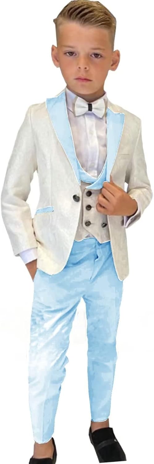 Boys Formal Suit Wedding Tuxedo 3 Pieces Floral Jacket Pants Vest Kids Party Blazer Set 2-14 Years Old - Image 5