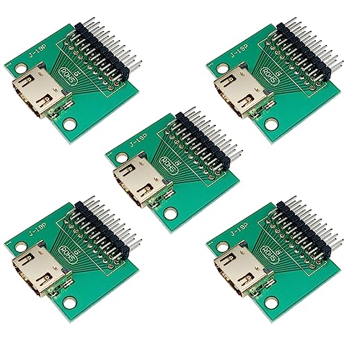 Image of 5pcs HDMI Female 19 Pin Plug Soldering Wire Type Test PCB Board Adapter PCB Test Socket Test Board with Pitch 2.54mm pin Right Angle Bending Needle