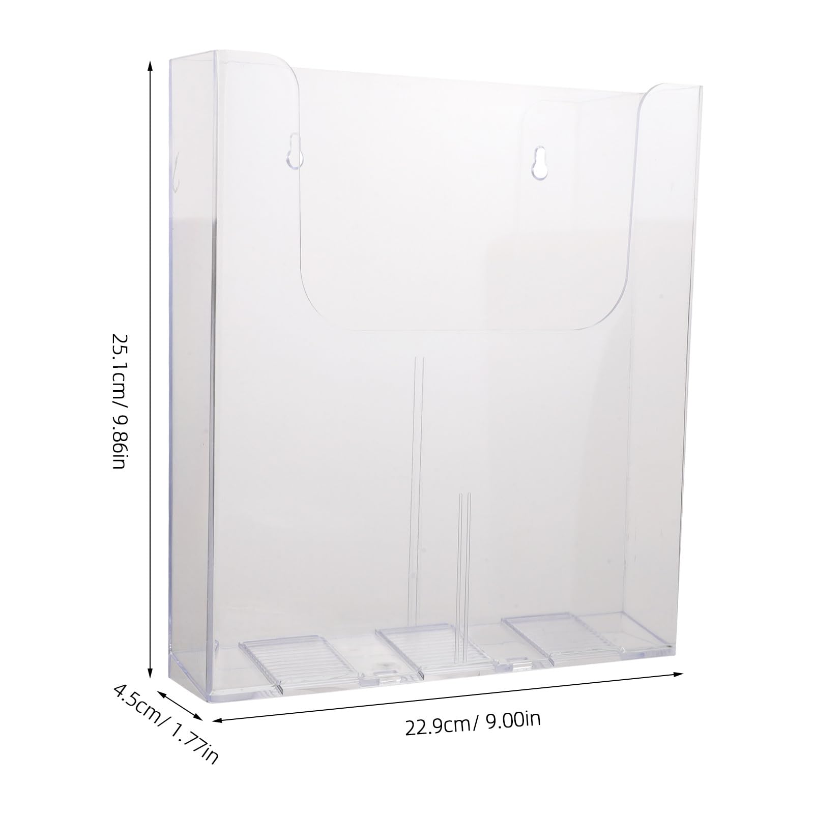 Organizzatore di file A4 da parete: porta brochure magnetico - porta volantini in acrilico trasparente da parete - espositore per opuscoli e riviste per posta, documenti 25,1x22,9x4,5 cm