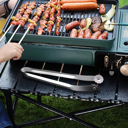 LYEAA Rotating BBQ Sausage Tongs - Durable Stainless Steel Kitchen & Grill Utensils for Outdoor Dining - Image 5