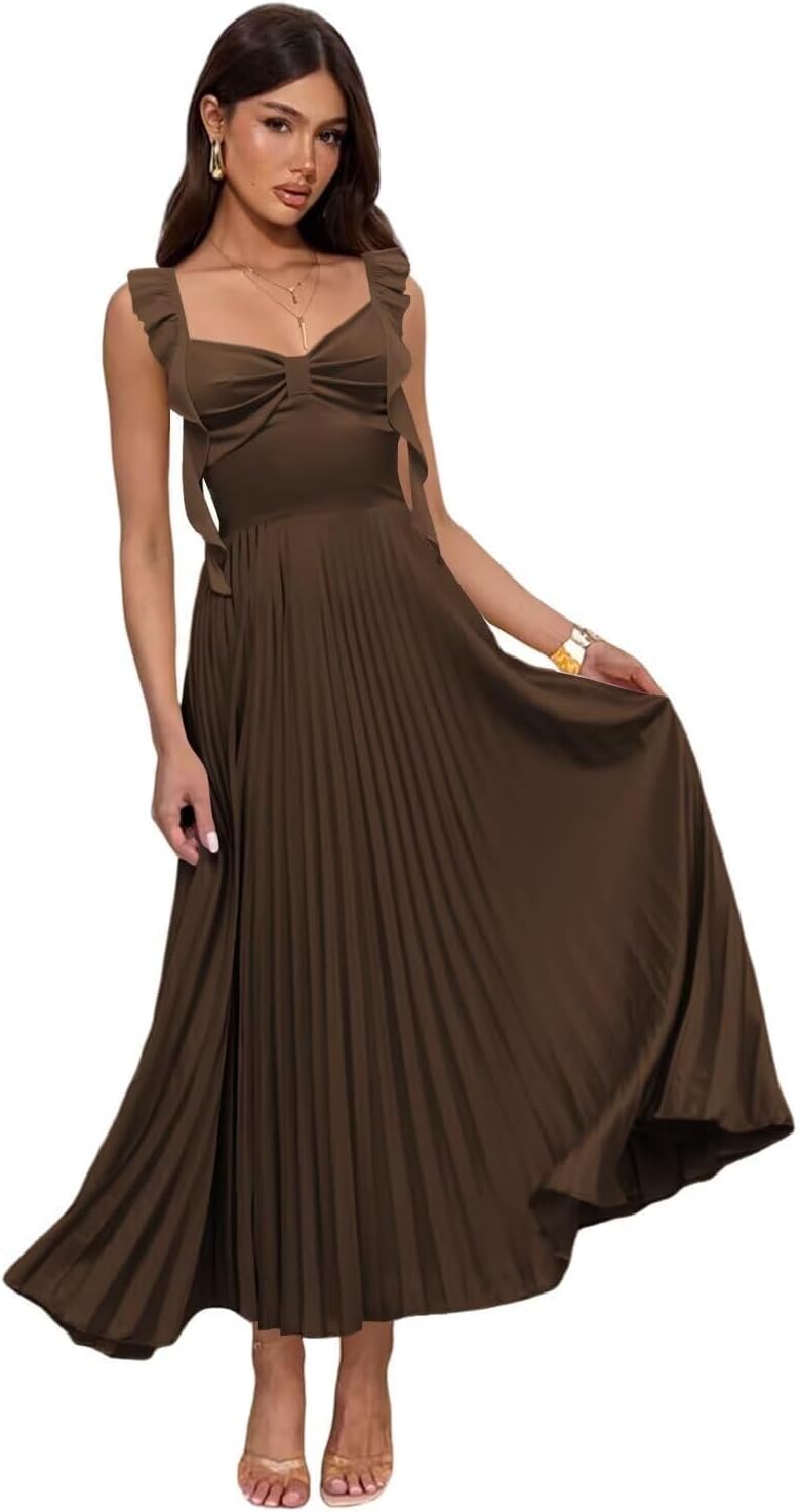 Elegant Satin Bridesmaid Dresses for Women Pleated Formal Dress 2025 Wedding Guest Dress Ruffle Long