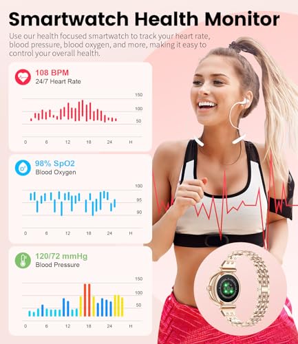 LIGE Smart Watch for Women, 1.19'' HD AMOLED Screen Smartwatches with Bluetooth Call/HR/Sleep Monitor, IP68 Ladies Fitness Watches with 100+Sports for iOS Android, Rose Gold - Image 5