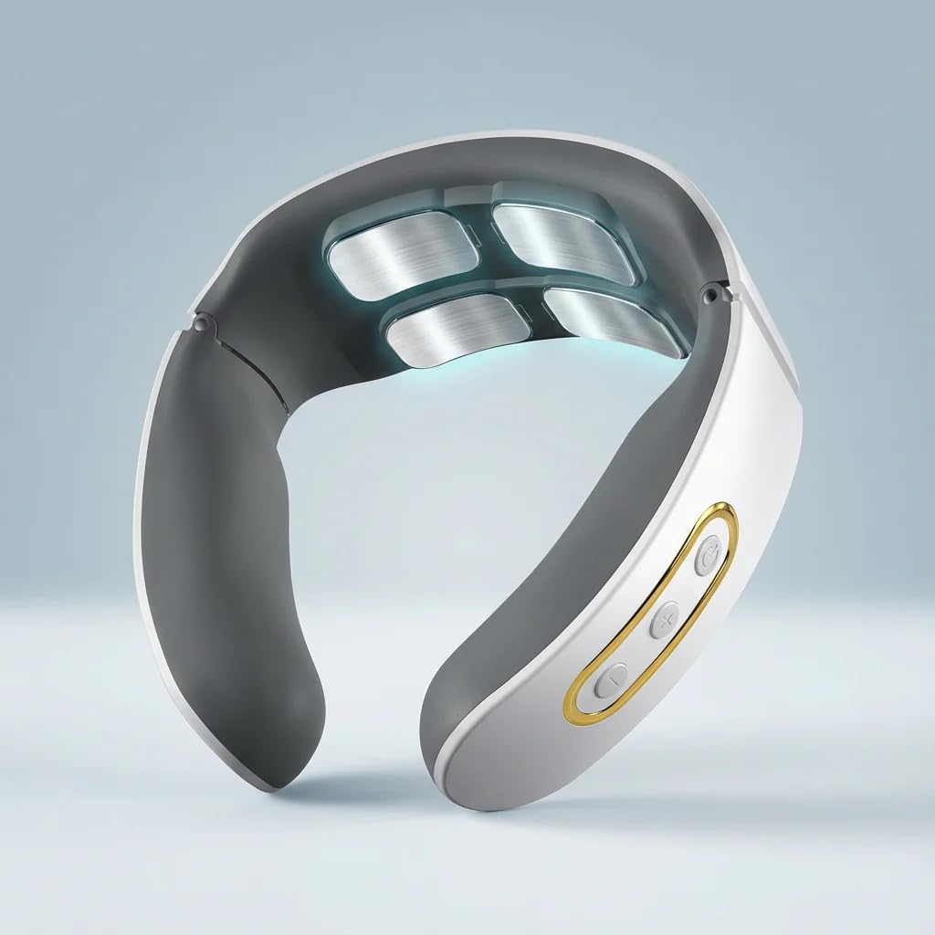 Masseur Cervical Électrique Intelligent - 6 Modes, 9 Niveaux, Massage à Impulsions sur 4 Têtes, Fonction de Chauffage à Température Constante