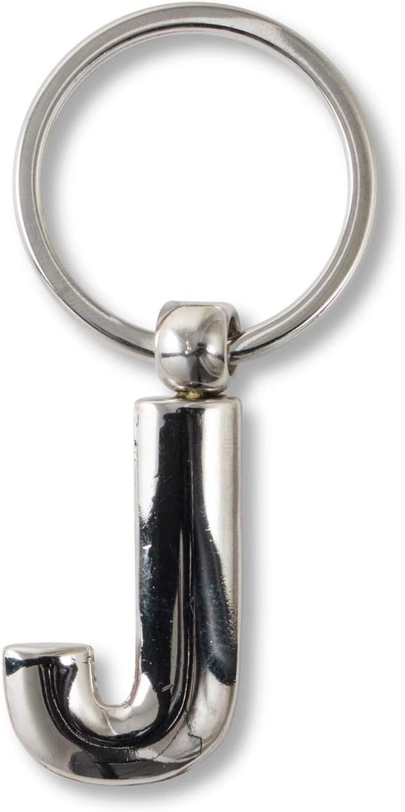 IF Metal Letter Keyring Personalised Alphabet Letters - Silver - J Keyring, 7 cm;,Silver