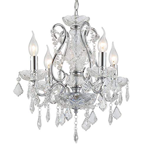 Saint Mossi Modern K9 Lampadario di cristallo Lampadario da soffitto Lampada a 4 bracci con 4 E14 Altezza 45cm Larghezza 42cm