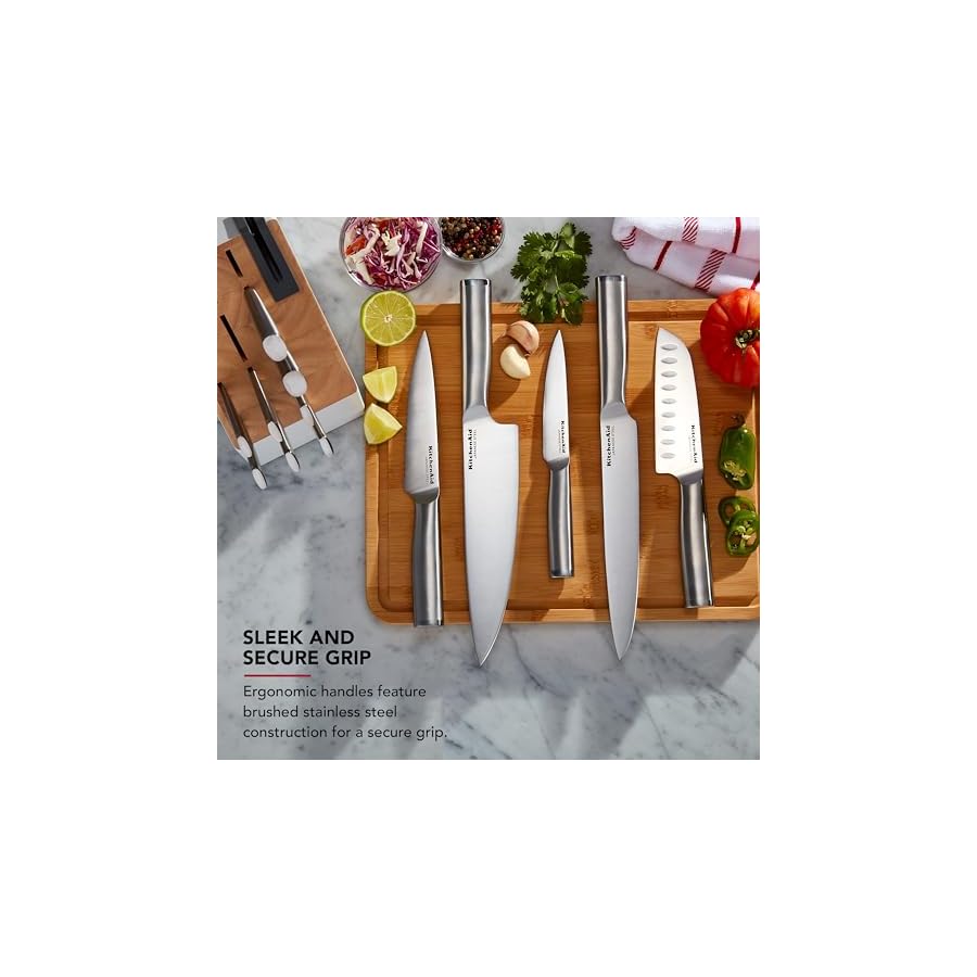 KitchenAid-Slim-Two-Tone-Knife-Block-Set-with-Built-In-Knife-Sharpener-High-Carbon-Stainless-Steel-Kitchen-Knives-Sharp-Kitchen-Knife-Set-with-Block-14-Piece-White KitchenAid Slim Two-Tone Knife Block Set with Built-In Knife Sharpener, High Carbon Stainless Steel Kitchen Knives, Sharp Kitchen Knife Set with Block, 14-Piece, White