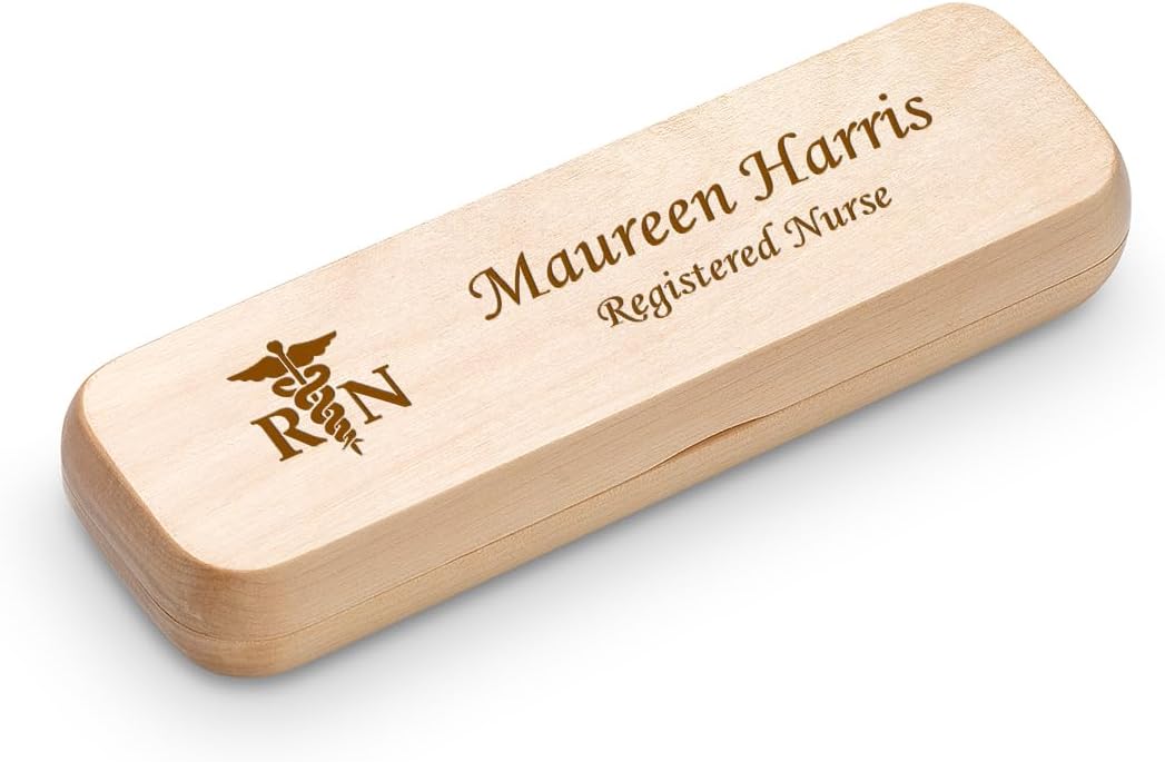 Executive Gift Shoppe | Nurse Theme Laser Engraved Maple Wood Double Pen and Box Set