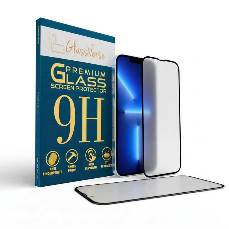 Image of GlassVerse D+ Matte Tempered Glass With 18H Hardness For Apple Iphone 13 Pro Max (PACK OF 1) with Free Installation Kit. Full screen Coverage - 6.7 inch