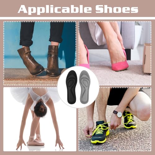 Image of 2 Pairs Memory Foam Insoles, Full-Foot Responsive Cushioning, Plantar Fasciitis Insoles for Women Man, Orthotic Shoe Inserts Arch Support Inserts for Foot Health (Black Grey, W 7.5-8.5 /M 5.5-6.5)