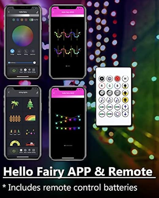 Solar String Lights Outdoor Waterproof RGB, 53Ft App& Remote Control Solar Powered Patio Lights with 25 LED, Dimmable Music Hanging Lights for Balcony Deck Gazebo Pergola Camping Decor