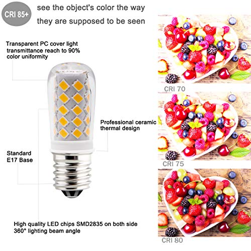 Kakemono 4W Dimmable E17 Led Bulb 6000K Daylight White 40Watt Microwave Range Hood Over Stove Appliance Light T7 Replacement, Pack Of 4 #TOP3