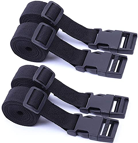 Lot de 4 sangles de 25 mm en nylon robuste avec boucles pour bagages, pour sports de plein air, randonnée, sac de couchage, bagages, 150 cm, noir Cover