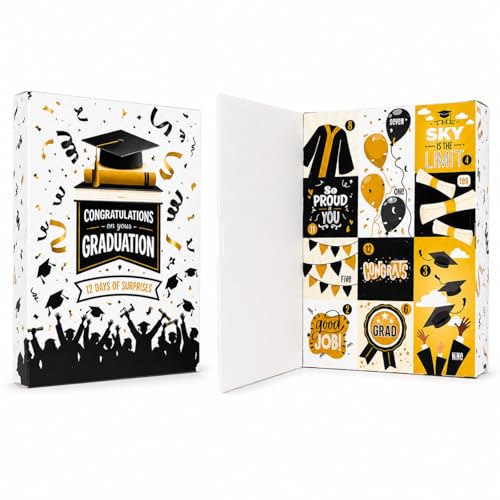 Lethargic Graduation Gift Advent Calendar Empty Fillable Box 12 Day Countdown Surprise Box with Compartments DIY Graduation Gift for Friends Family (2 Pcs)