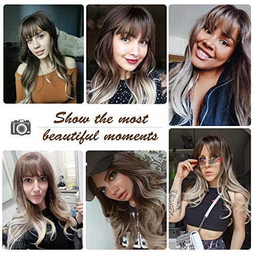 Haircube Ash Blonde Wig With Bangs Long Ombre Brown To Blonde Curly Wigs For Women Natural Synthetic Wig For Daily Use (Pelucas De Cabello Natural)… #TOP4