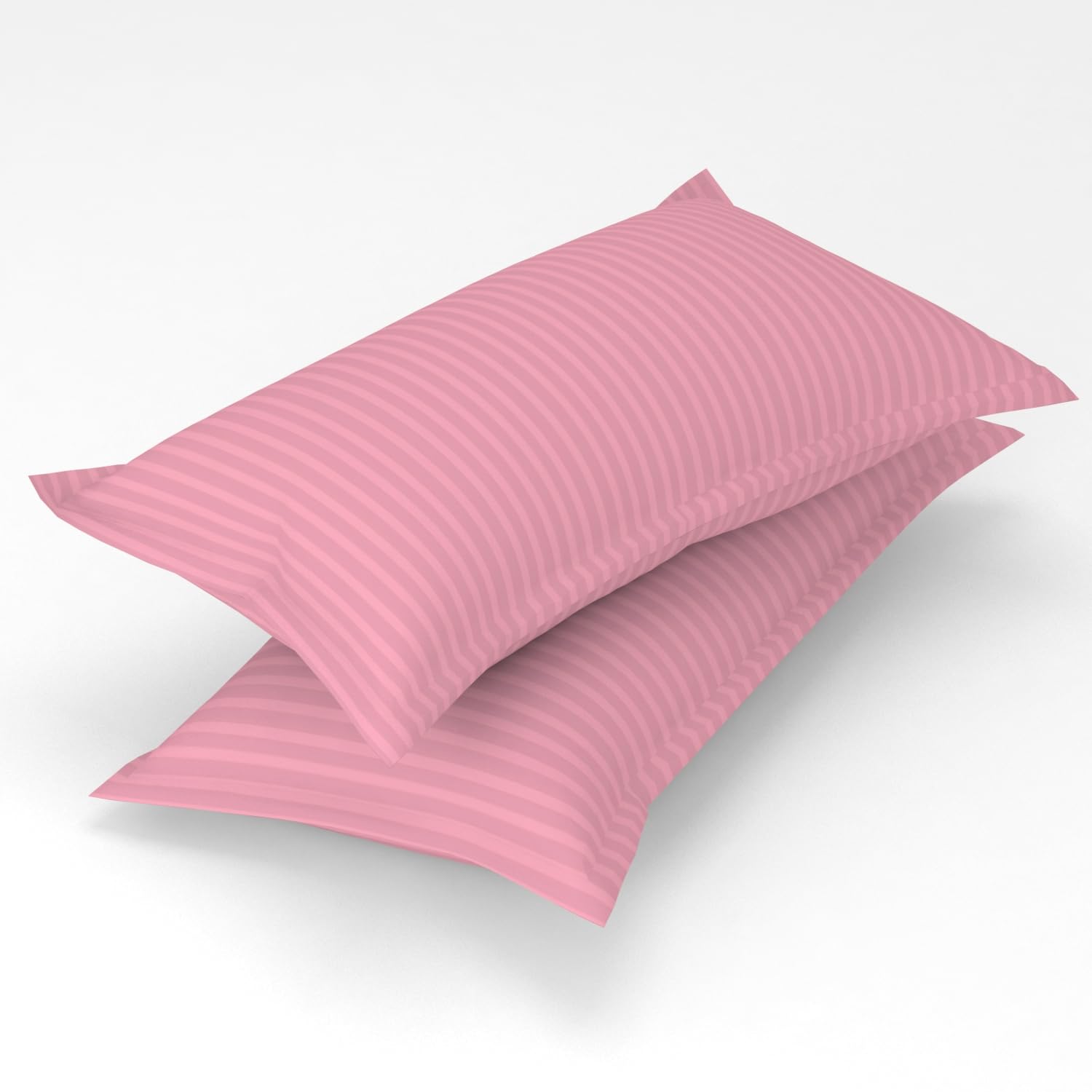 Homefab India 2 Piece Glace Cotton Pillow Covers - Stripes, Baby Pink, 17"x27"-image-47