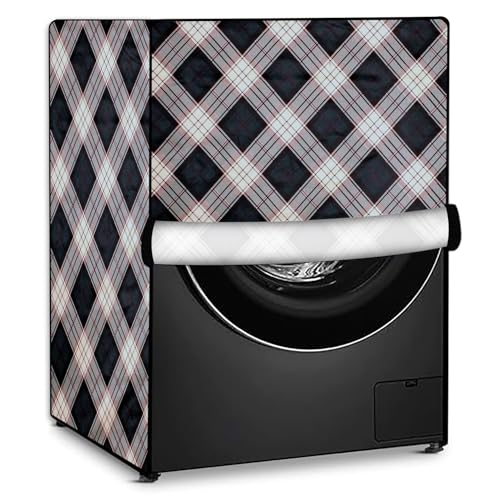 Image of Stylista Washing Machine Cover Compatible for Bosch 8 kg Front Load WAT24463IN Checkered Pattern Cream